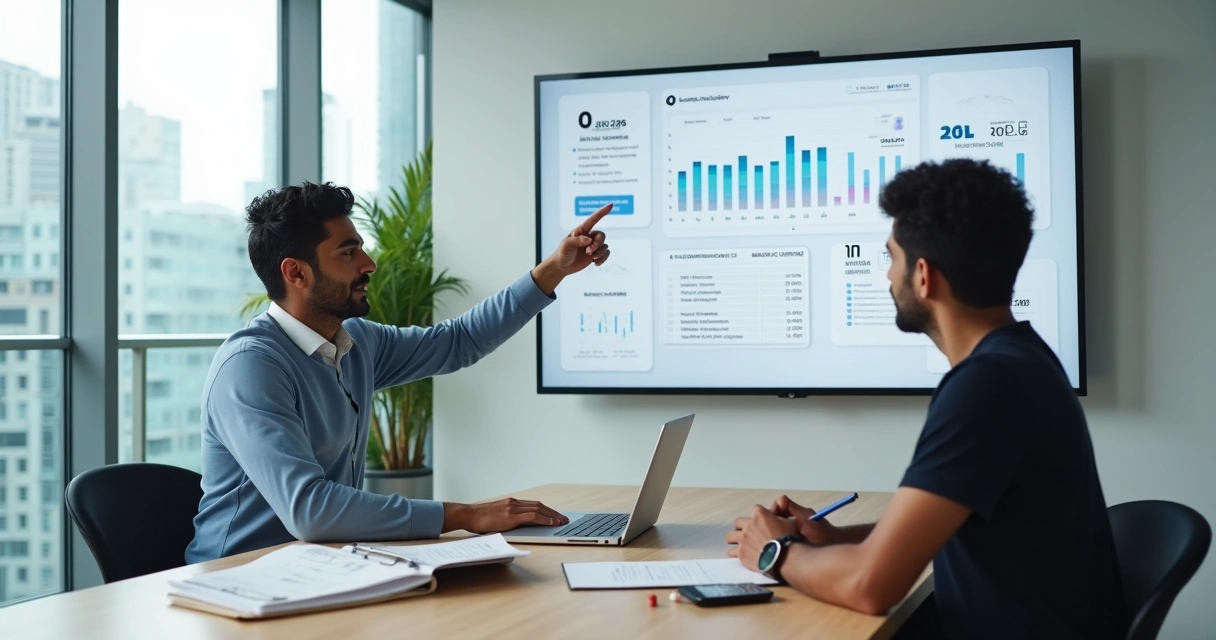 Contador orientando contribuinte em reunião sobre imposto de renda